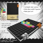 Large Glitter Journal with Clip-on Cubes: Black